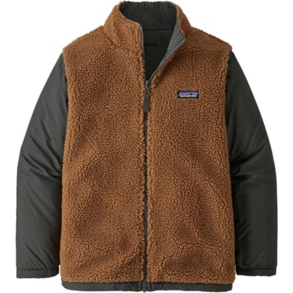 Patagonia Reversible Everyday Jacket Size XL Nest Brown Fleece & Wavy Blue